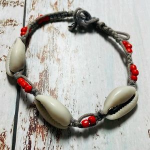 Sea Shells Grey & Orange Bead Macrame Bracelet (Free w/ Bundle)